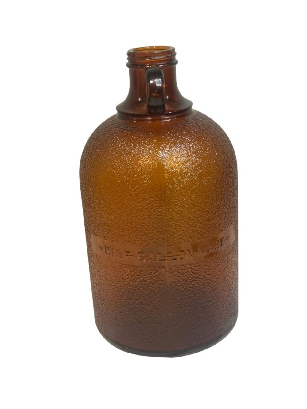 Amber Textured Glass Gallon Jug Handle Bottle Storage Decor Crafts Lamps Coins